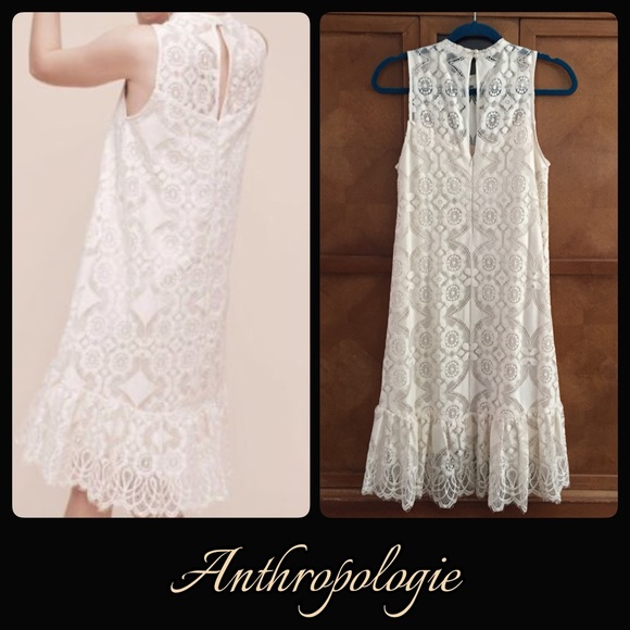 Anthropologie Ivory Lace Dress - Picture 2 of 6